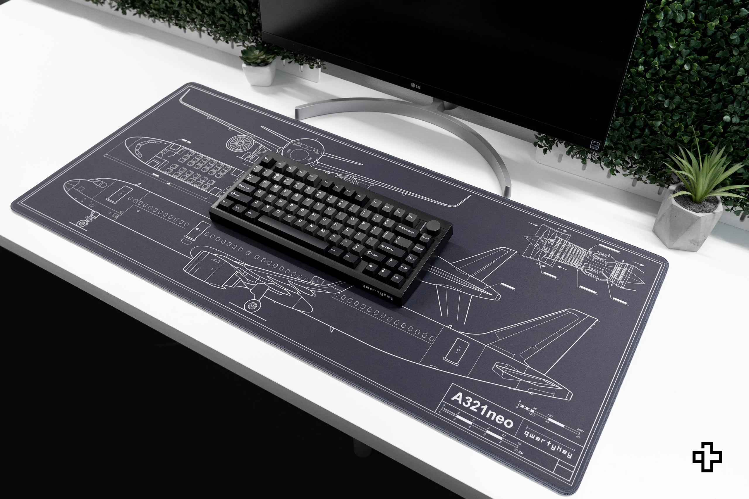 Deskmat Mousepad Plane Blueprint 4mm margini cusute