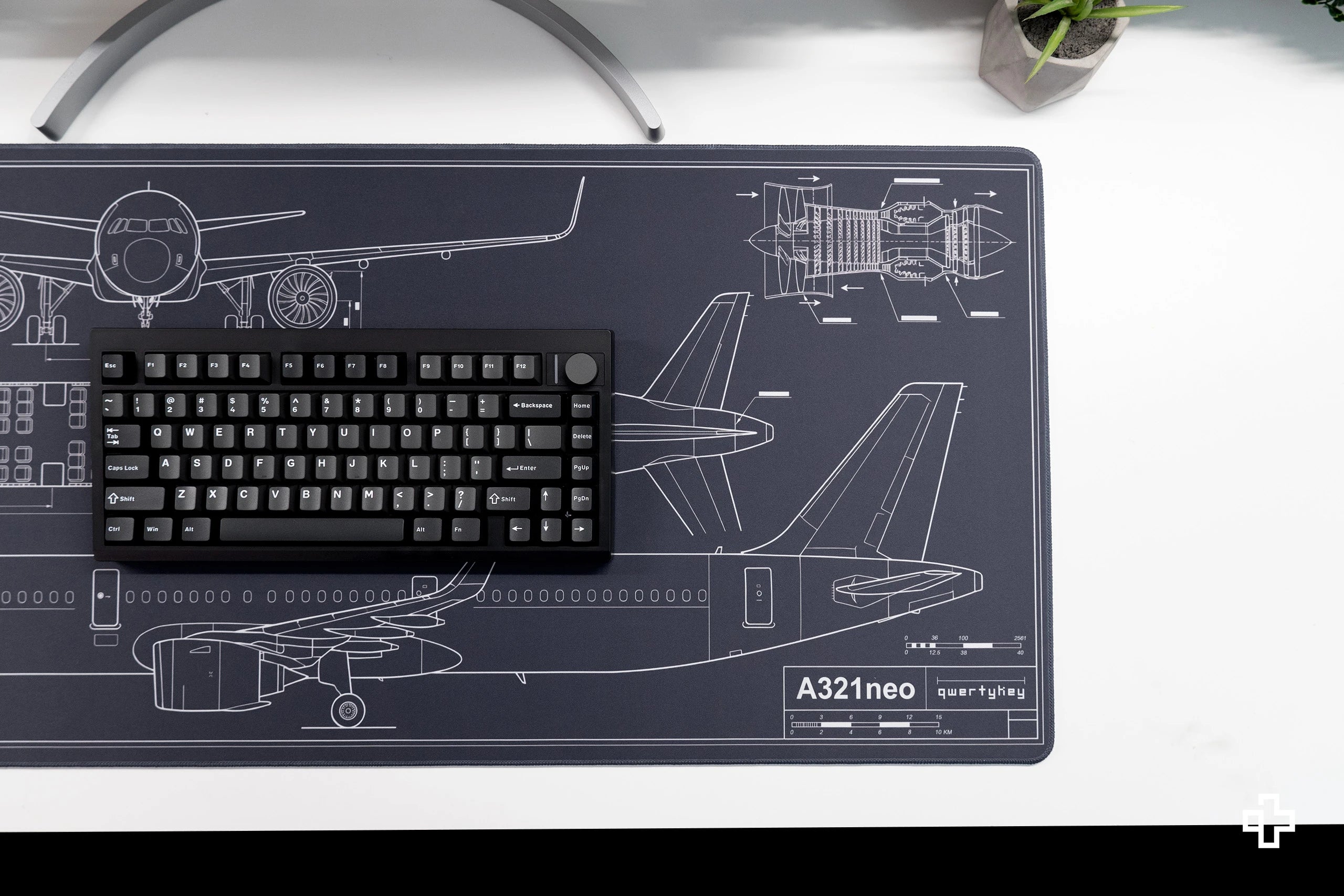 Deskmat Mousepad Plane Blueprint 4mm margini cusute