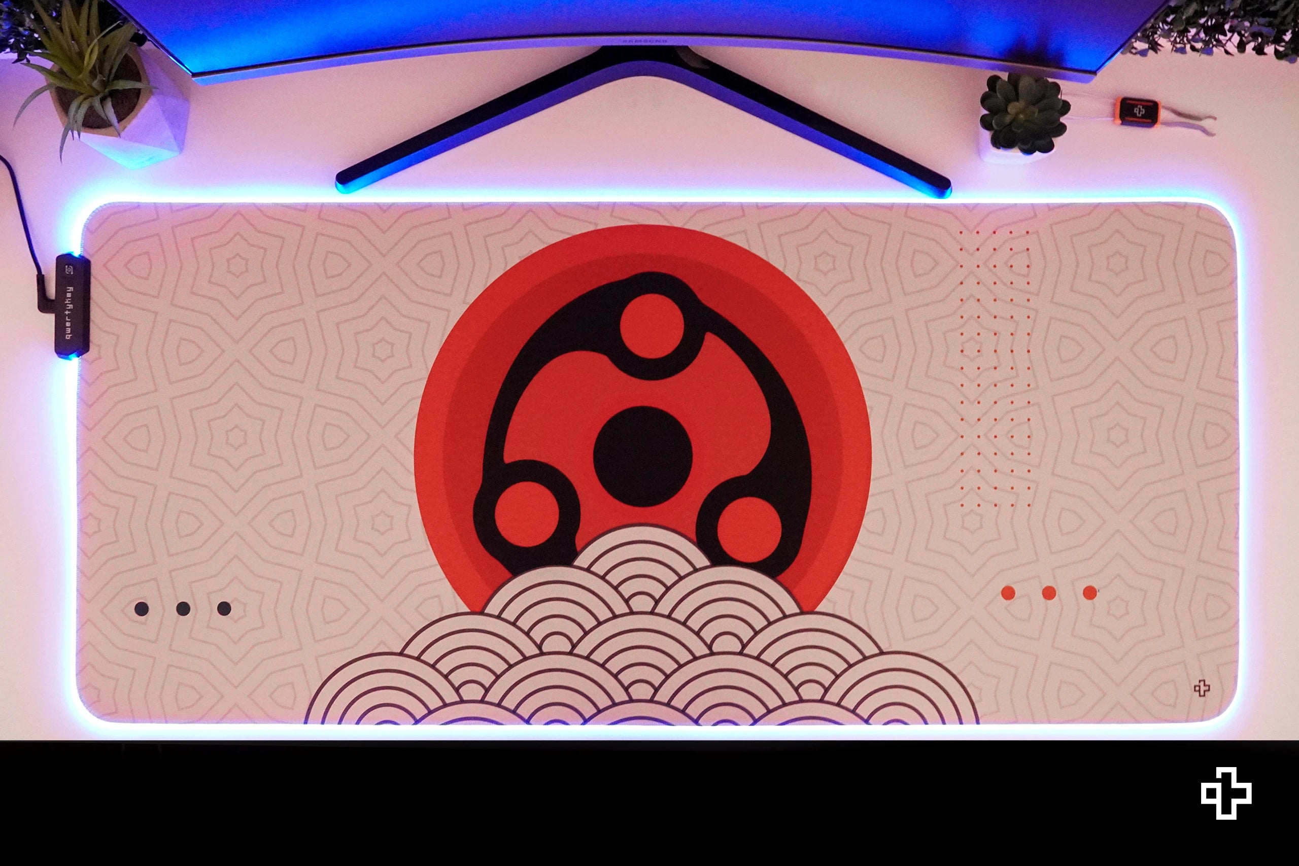 Deskmat Mousepad QwertyKey Sharingan Eye RGB Software 4mm margini cusute