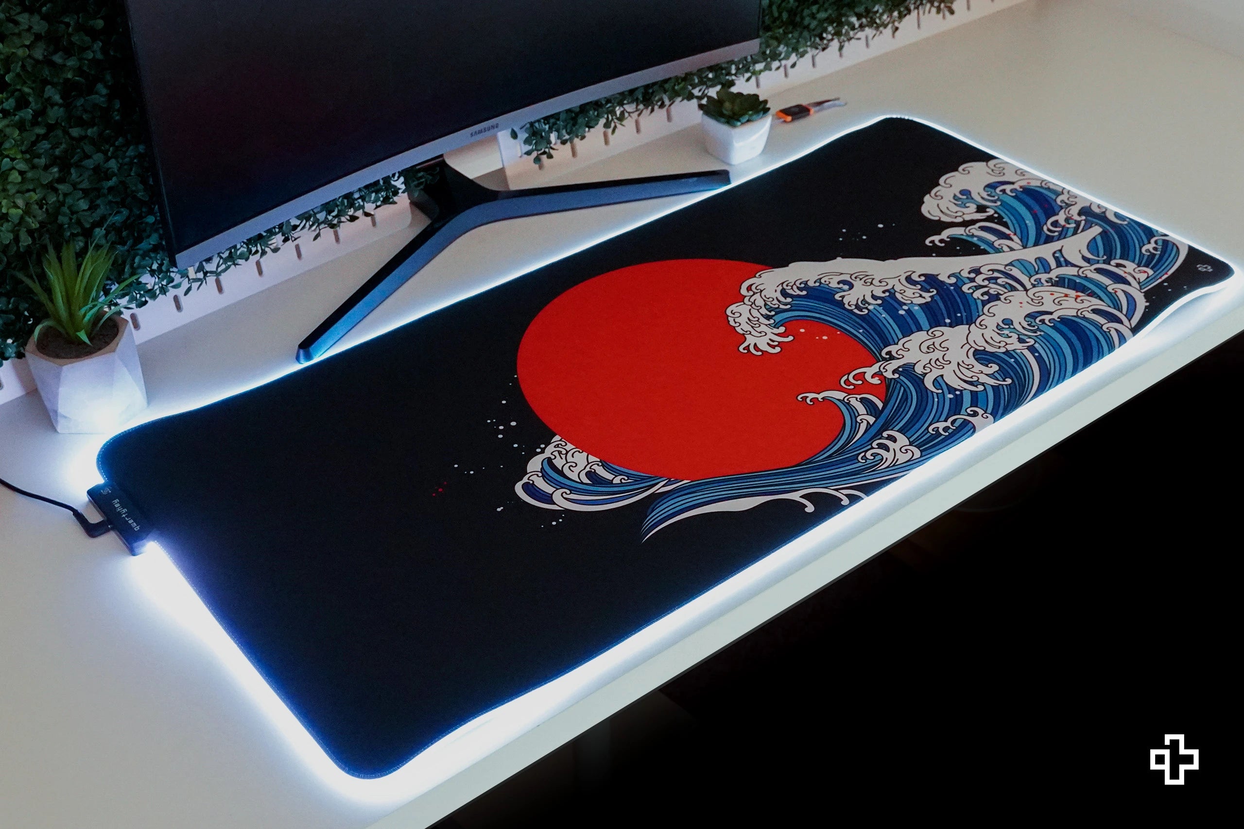 Deskmat Mousepad QwertyKey RGB JapanWave 4mm margini cusute