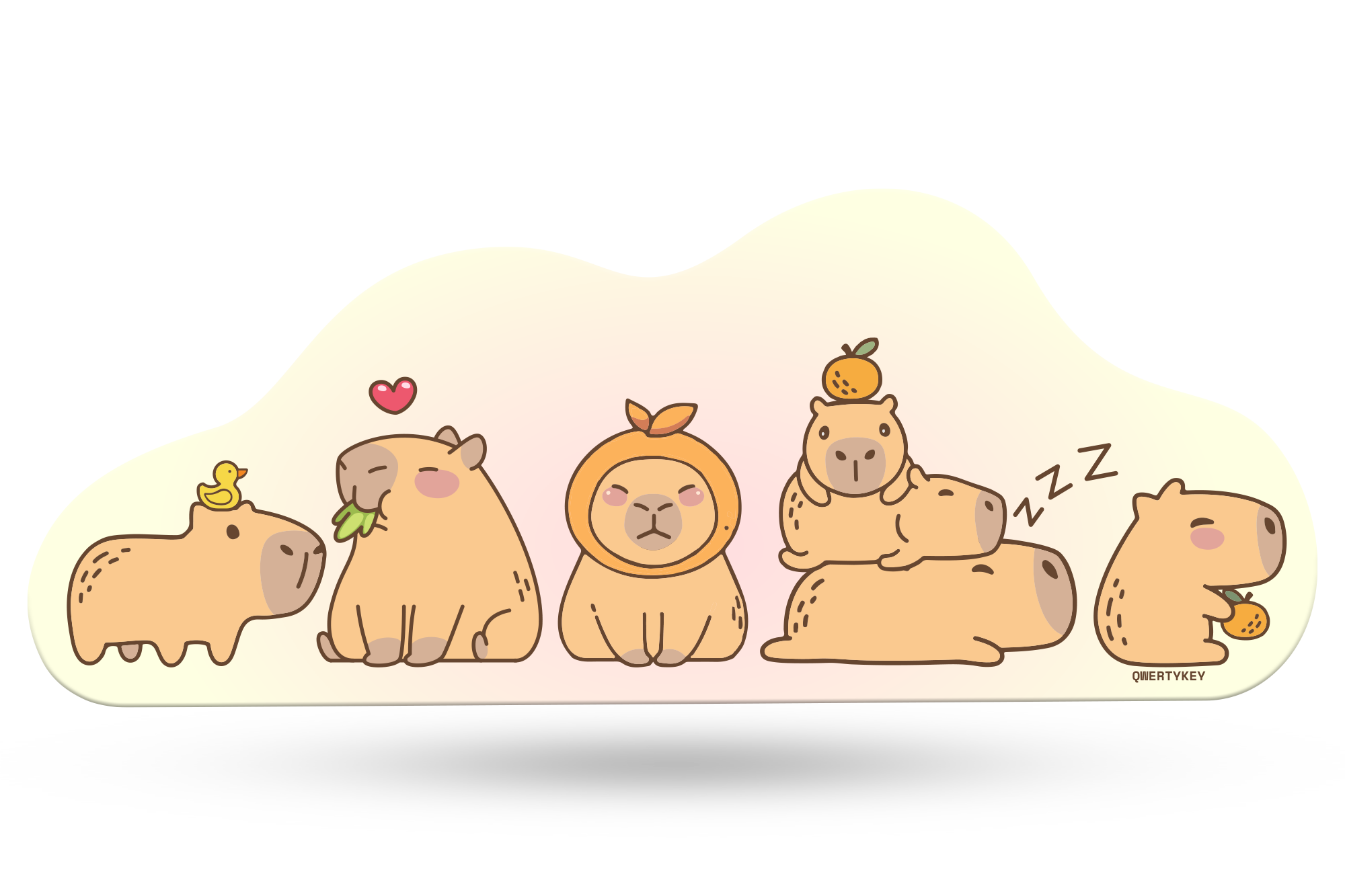 Deskmat Mousepad QwertyKey Capybara 4mm margini cusute