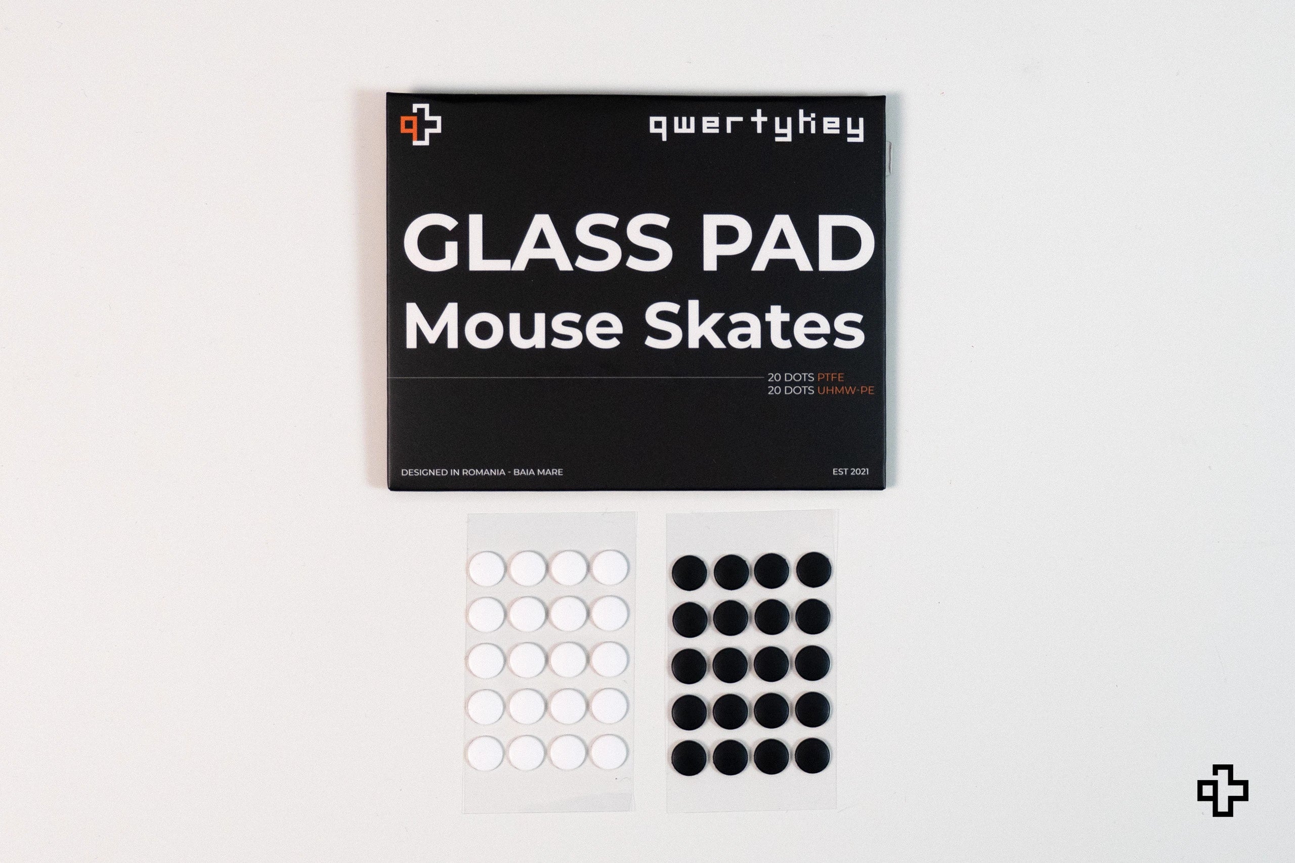 QwertyKey Glass Mouse Skates 40 Dots | PTFE + UPE