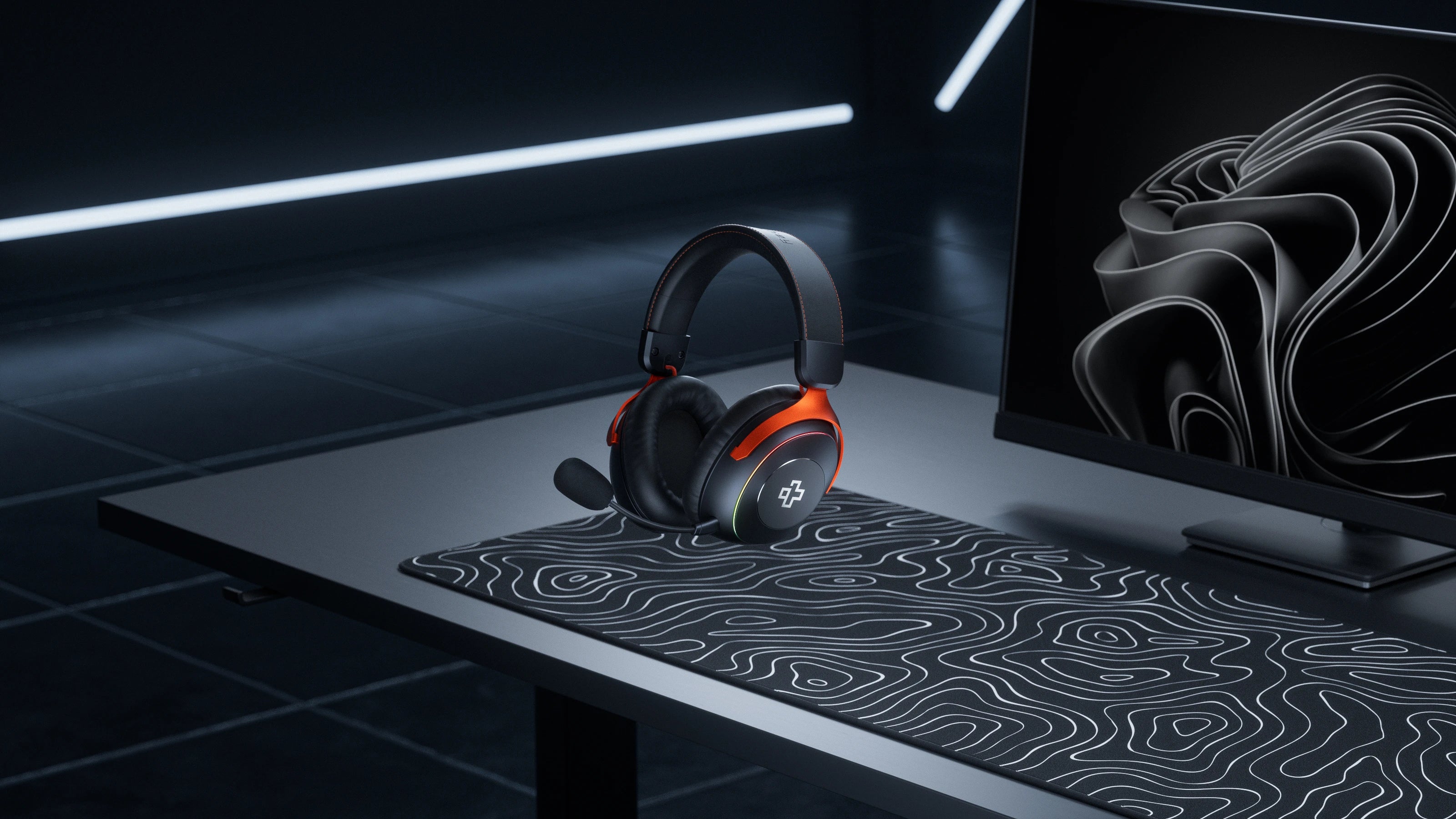Casti gaming wireless QwertyKey Pulse, Trio Mode, RGB, Software, Microfon cu functie de Noise Canceling cu AI
