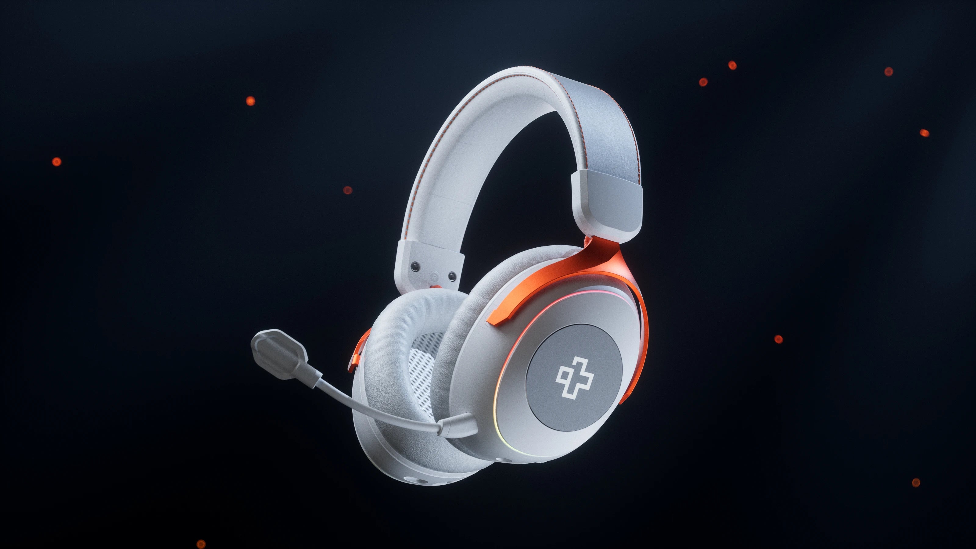 Casti gaming wireless QwertyKey Pulse Albe, Trio Mode, RGB, Software, Microfon cu functie de Noise Canceling cu AI