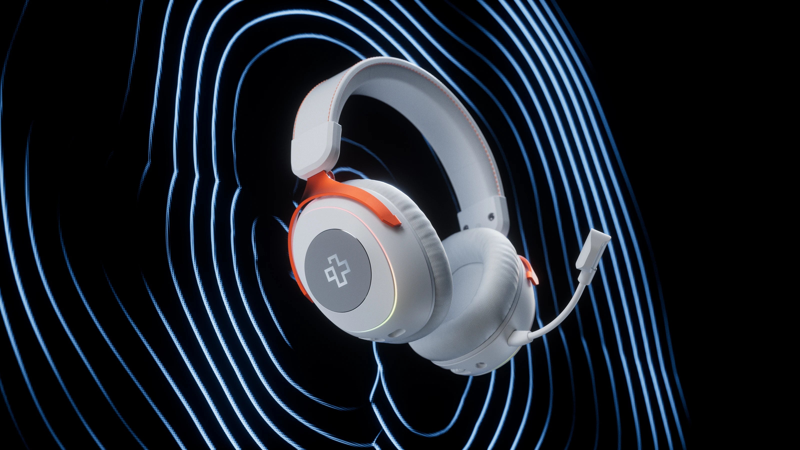 Casti gaming wireless QwertyKey Pulse Albe, Trio Mode, RGB, Software, Microfon cu functie de Noise Canceling cu AI
