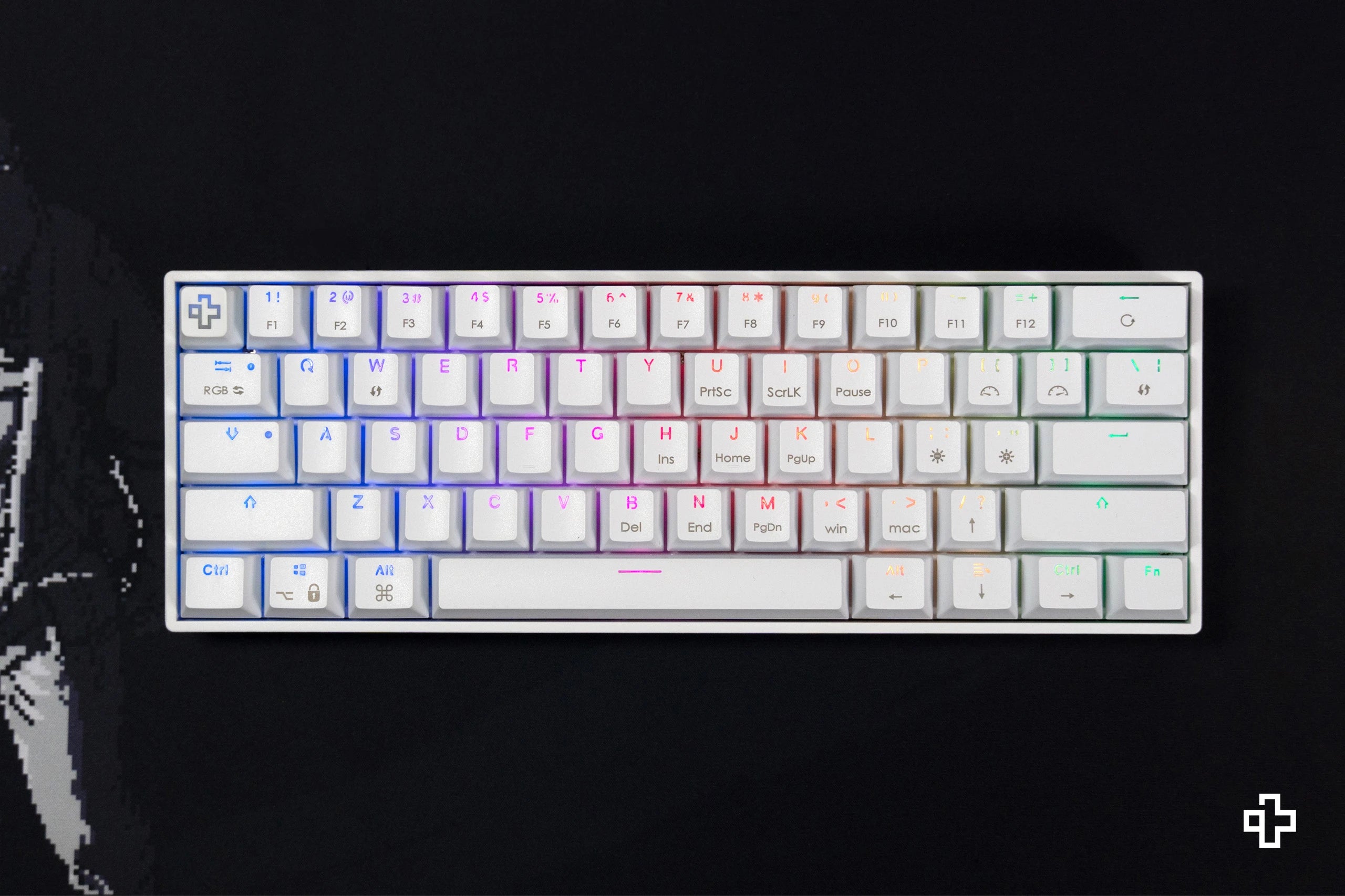 QwertyKey H61 Split Alba Hotswap RGB Tastatura Mecanica Gaming