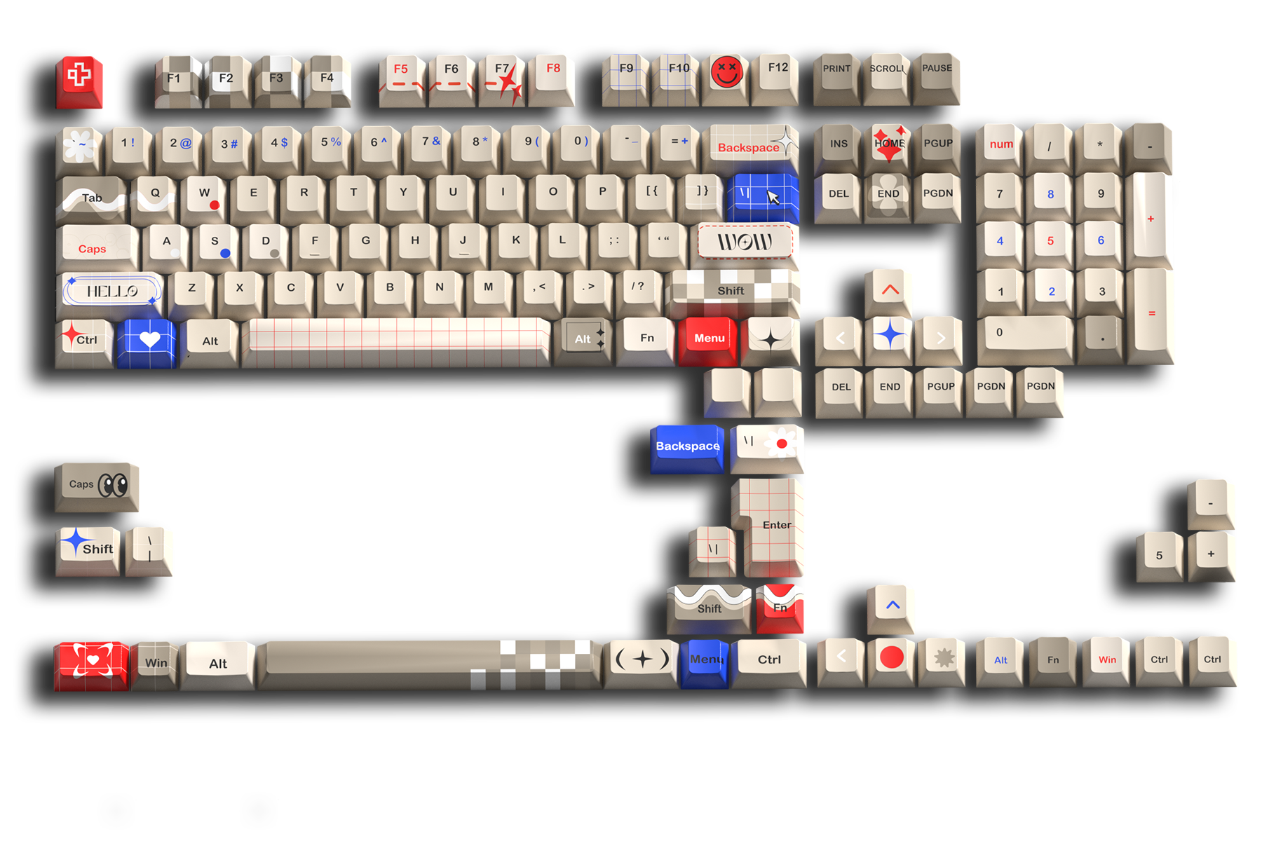 Set taste QwertyKey Retro Dye Sub Profil Cherry