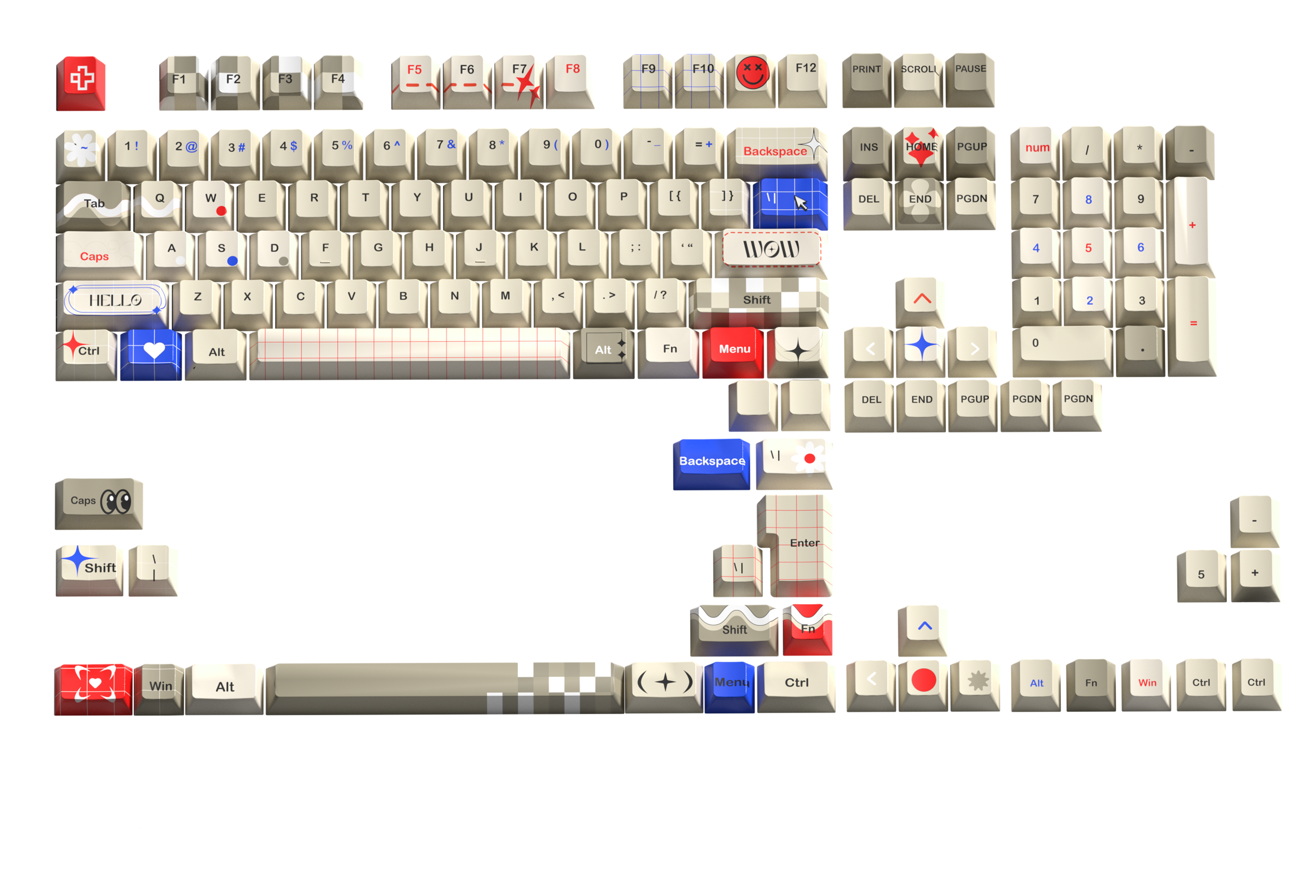 Set taste QwertyKey Retro Dye Sub Profil Cherry